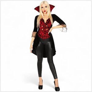 Tipsy Elves Vampire Costume Halloween Velvet Lace Leggings Jumpsuit New NWOT XS